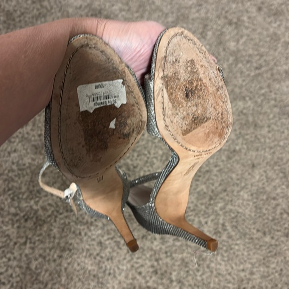 Vince Camuto Silver Stiletto Heels with Ankle Strap - Picture 4 of 5